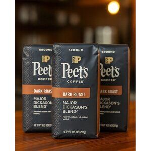 Peets Coffee Major Dickasons Blend Dark Roast Ground 10.5oz 3 Pack Fresh 2026